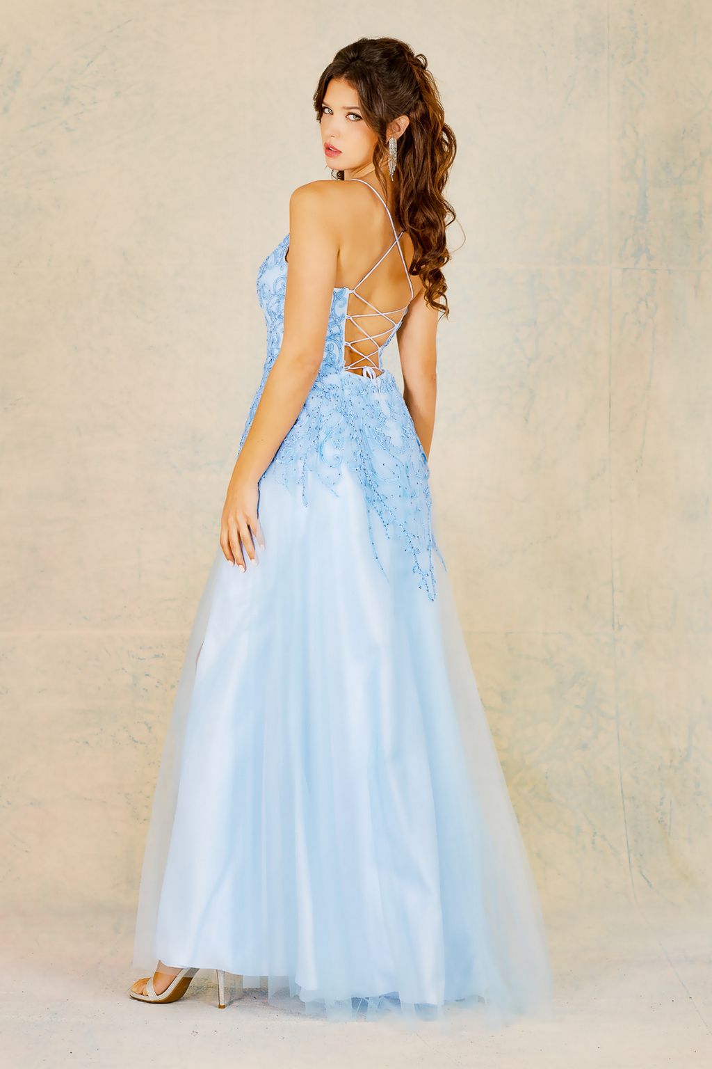 Prom Dresses A Line Prom Long Formal Slit Dress Sky Blue