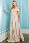 Prom Dresses Prom Long Metallic A Line Formal Dress Champagne