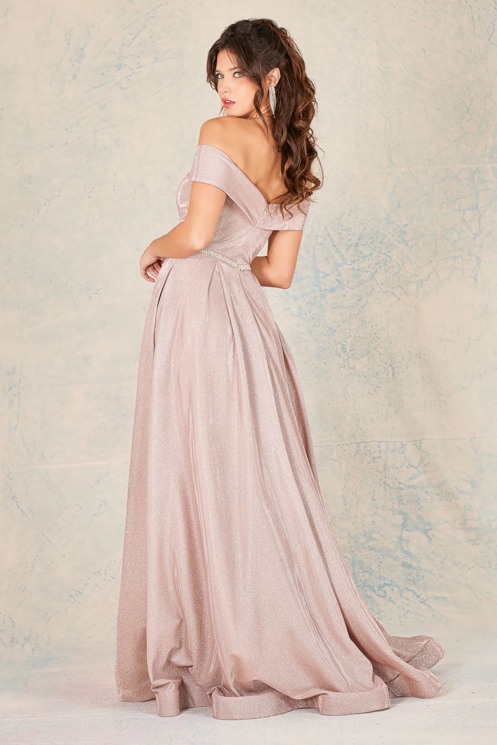 Prom Dresses Prom Long Metallic A Line Formal Dress Rose