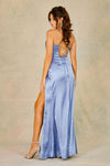 Prom Dresses Fitted Corset Long Formal Slit Prom Dress Dusty Blue