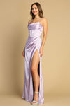 Prom Dresses Fitted Corset Long Formal Slit Prom Dress Lavender