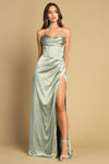 Prom Dresses Fitted Corset Long Formal Slit Prom Dress Sage