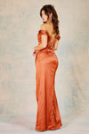Prom Dresses Long Fitted Corset Formal Slit Prom Dress Copper