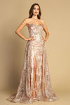 Prom Dresses Prom Long Glitter Print Overskirt Formal Dress Rose Gold