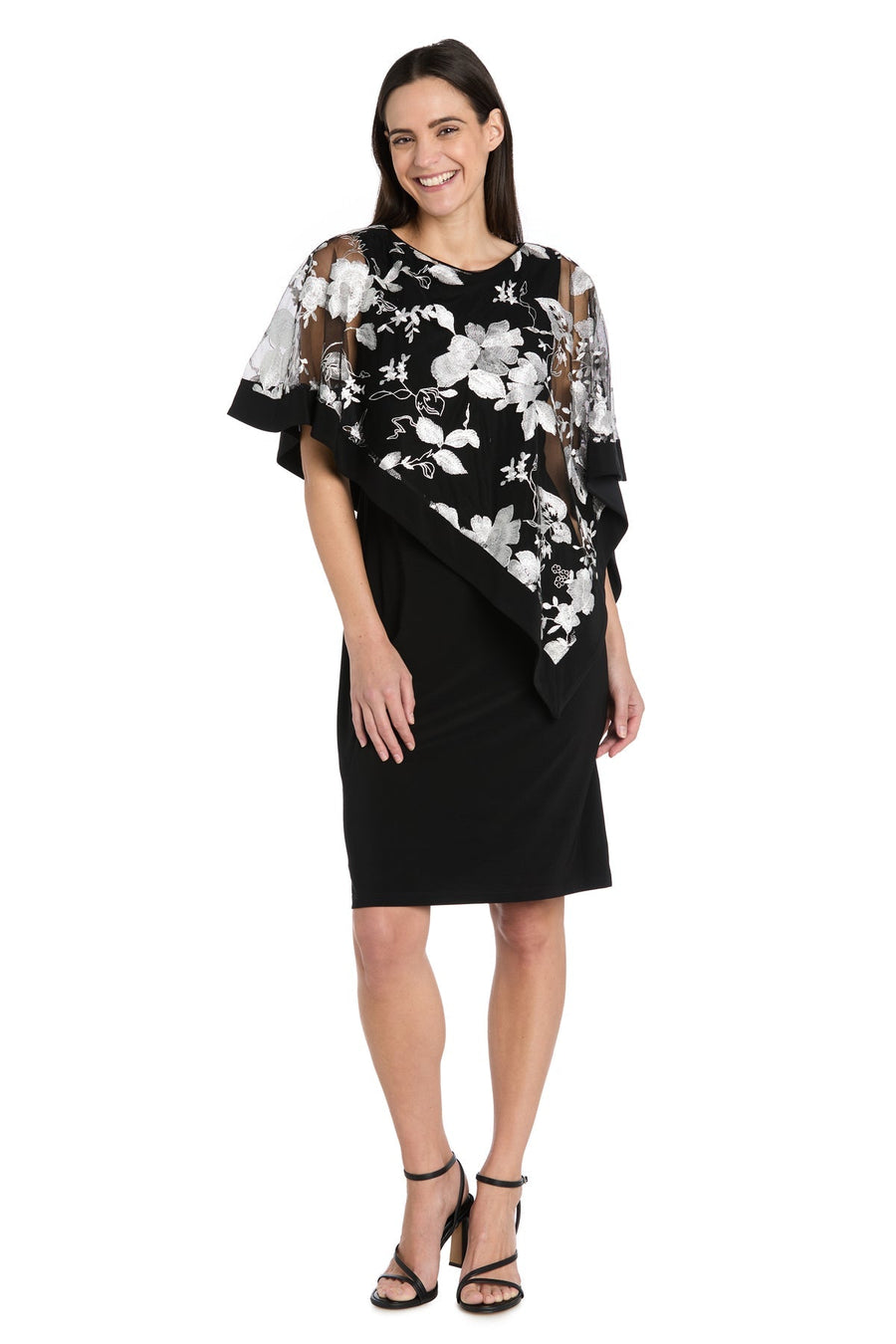 Mother of the Bride Dresses Short Mother of the Bride Poncho Cocktail Dress Black/White