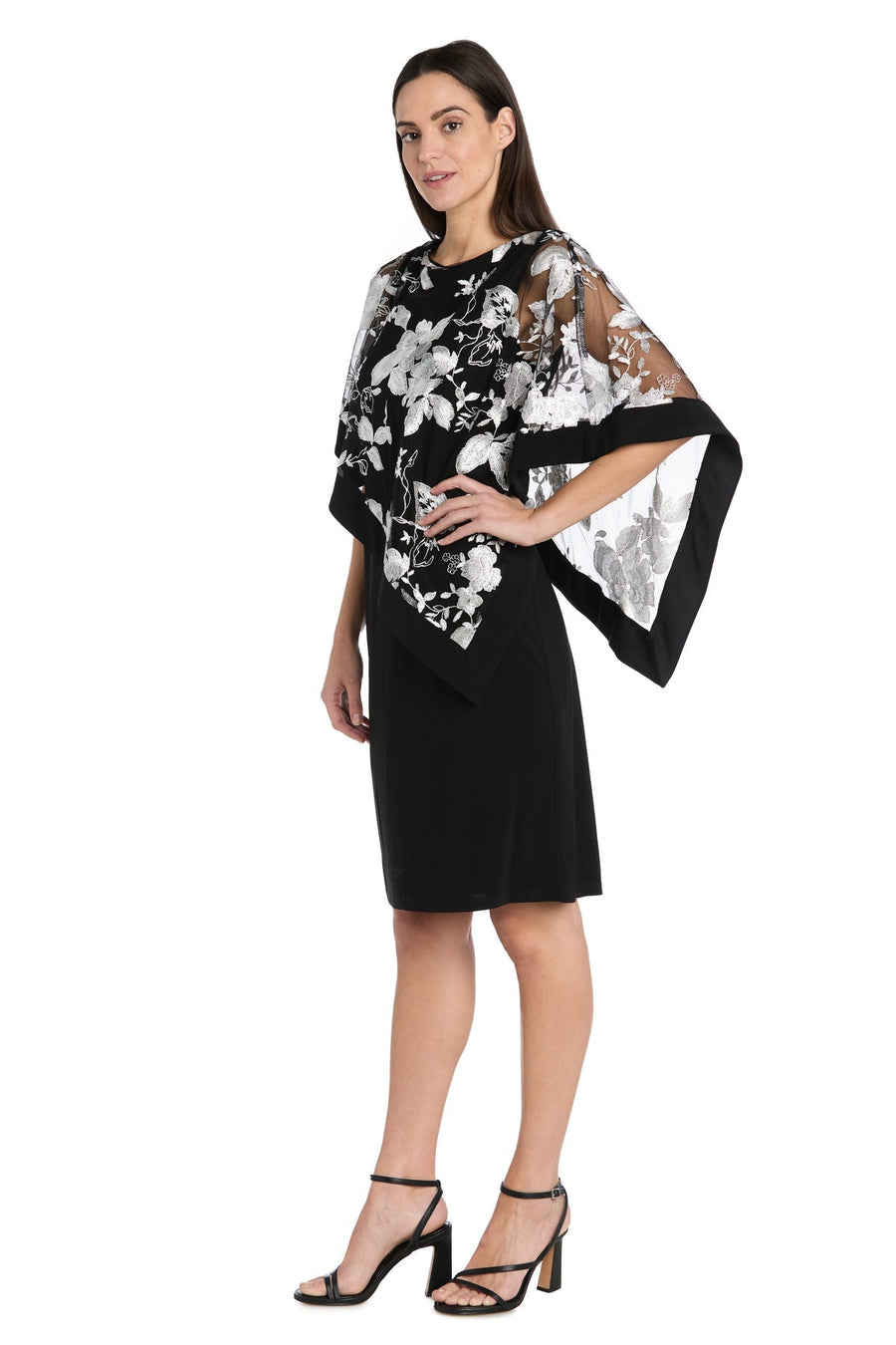 Mother of the Bride Dresses Short Mother of the Bride Poncho Cocktail Dress Black/White