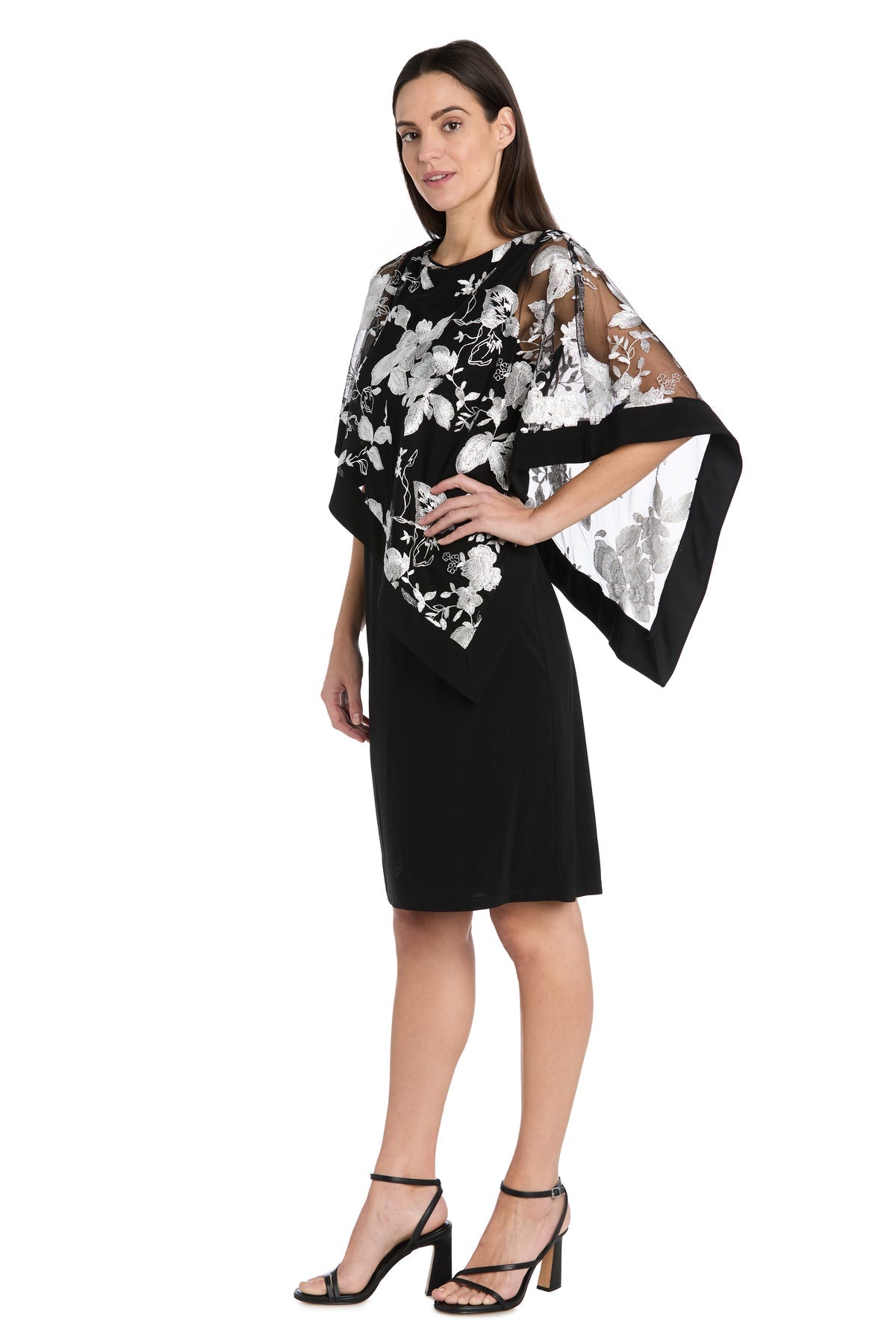 Mother of the Bride Dresses Short Mother of the Bride Poncho Cocktail Dress Black/White