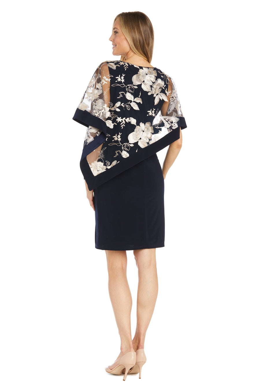Mother of the Bride Dresses Short Mother of the Bride Poncho Cocktail Dress Navy/Champagne