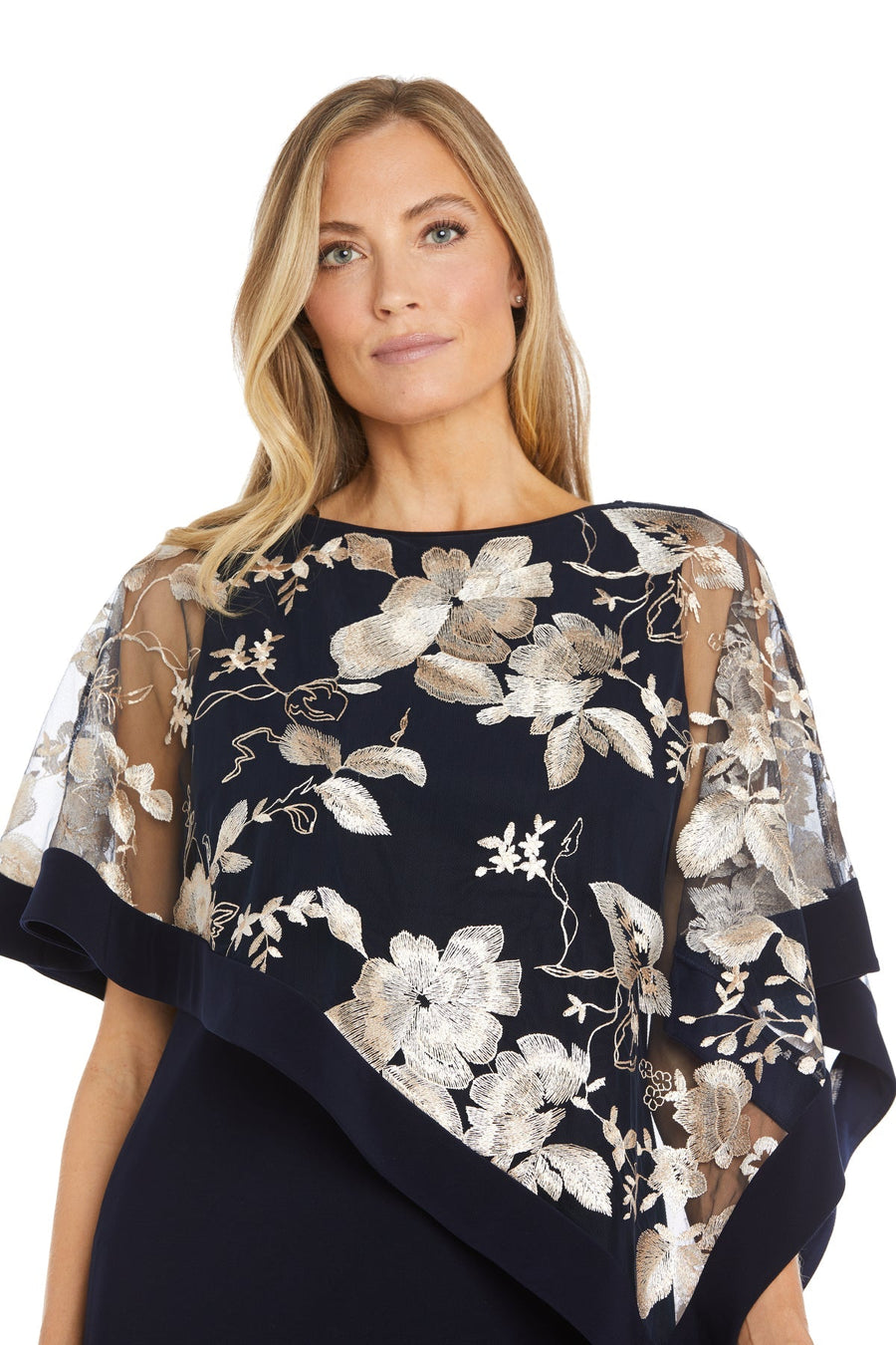 Mother of the Bride Dresses Short Mother of the Bride Poncho Cocktail Dress Navy/Champagne