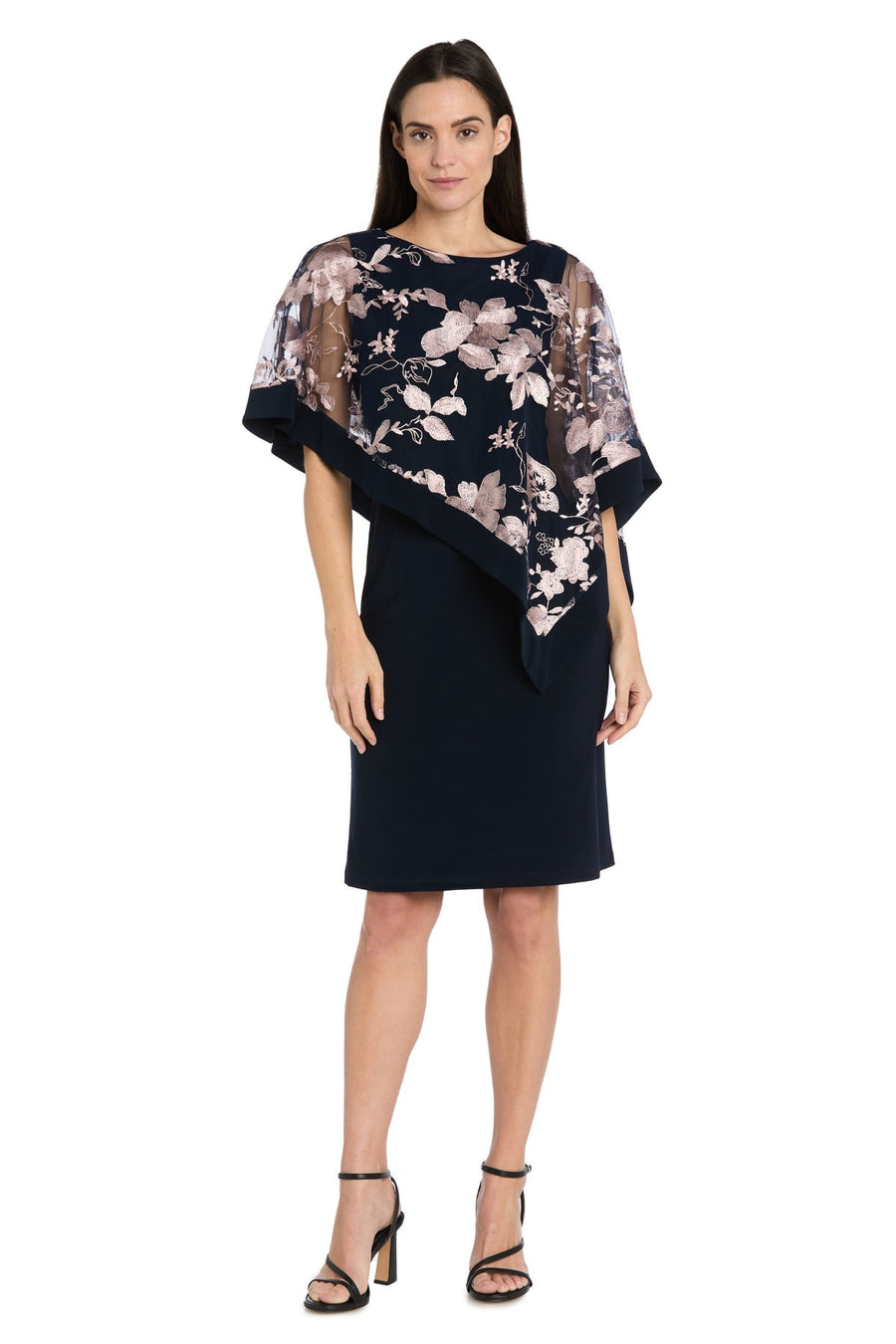 Mother of the Bride Dresses Short Mother of the Bride Poncho Cocktail Dress Navy/Pink