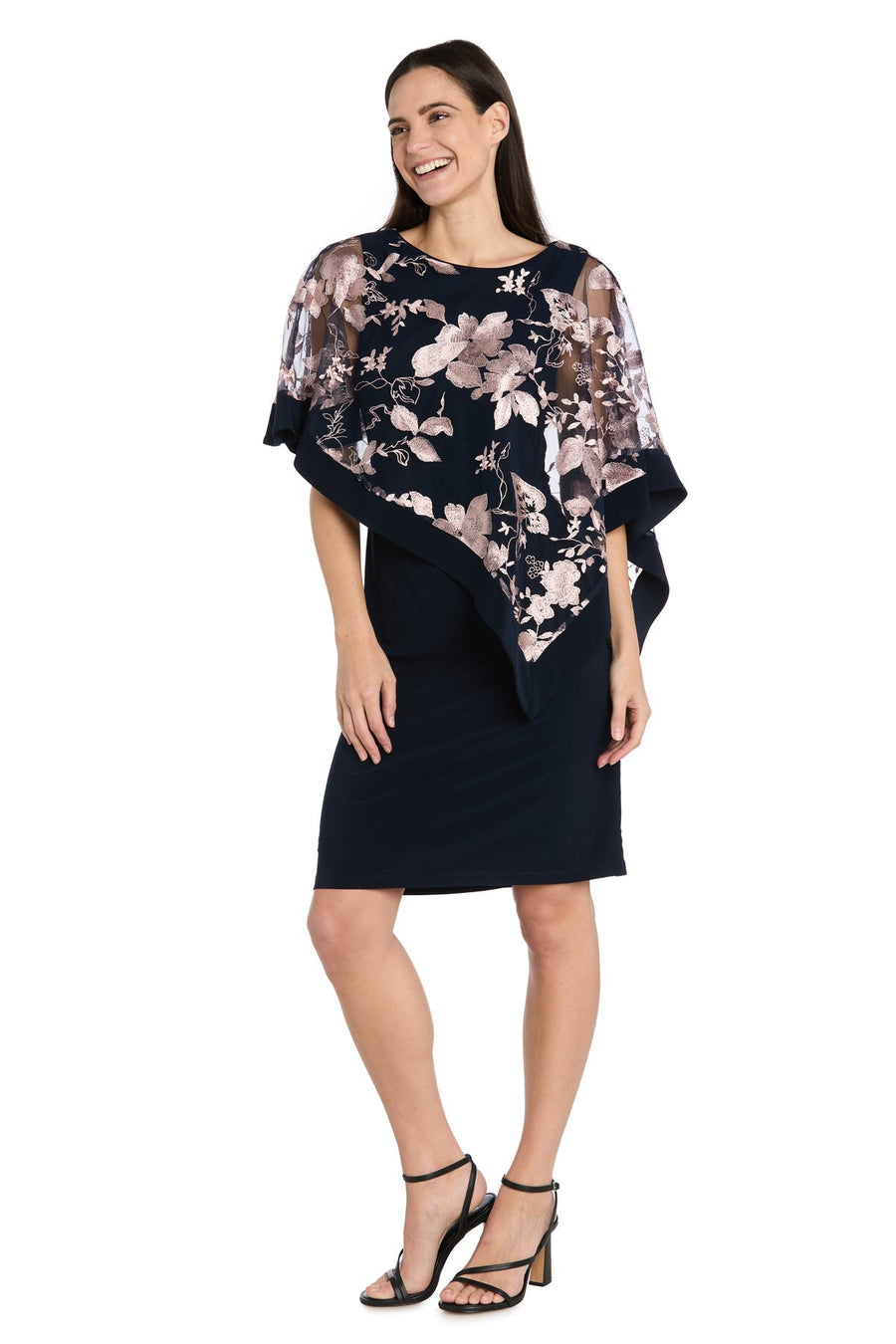 Mother of the Bride Dresses Short Mother of the Bride Poncho Cocktail Dress Navy/Pink