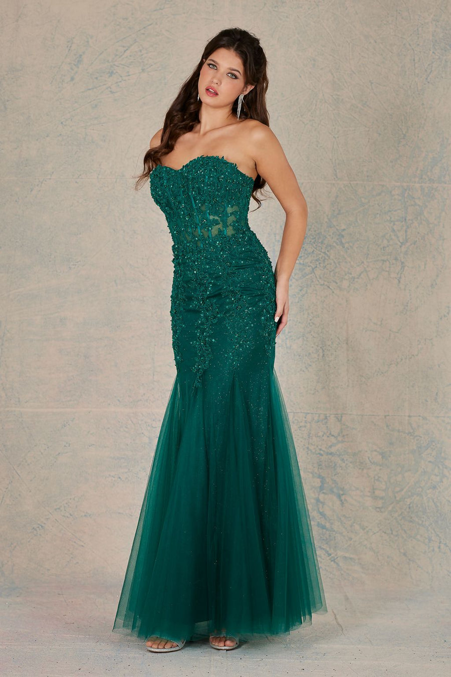 Prom Dresses Prom Long Mermaid Applique Formal Dress Emerald