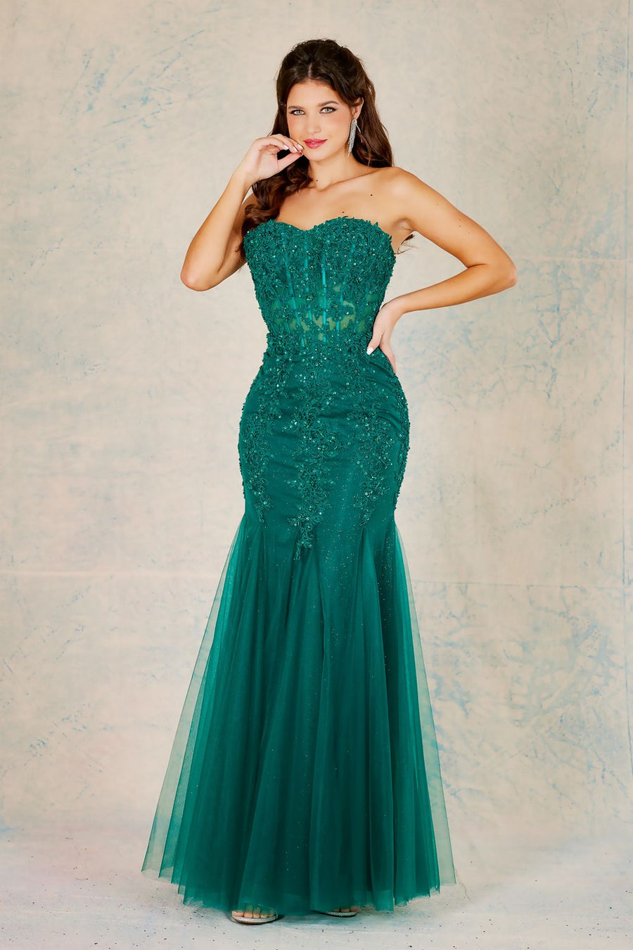 Prom Dresses Prom Long Mermaid Applique Formal Dress Emerald