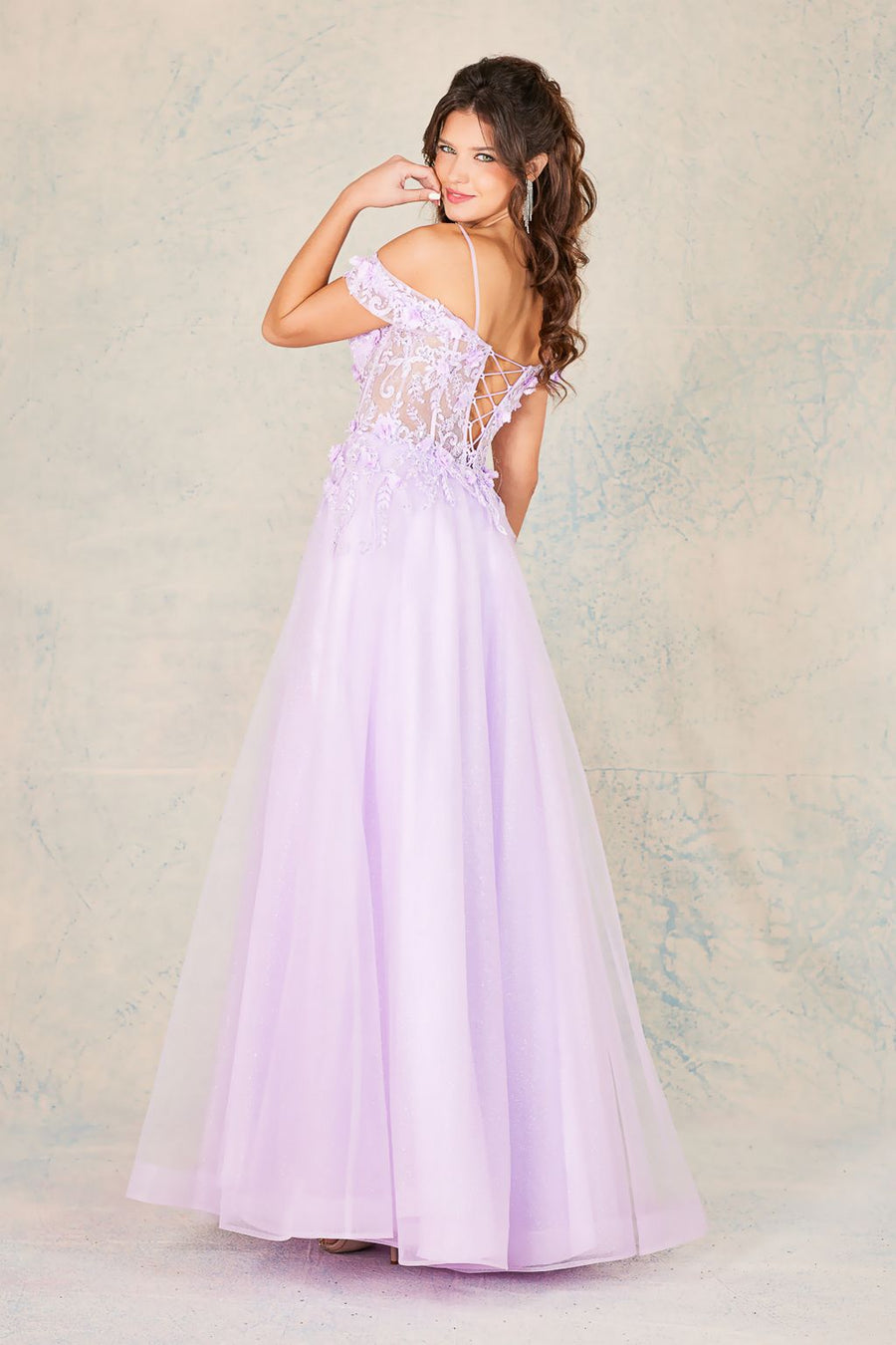 Prom Dresses Prom Long 3D Floral Applique Formal Dress Lilac