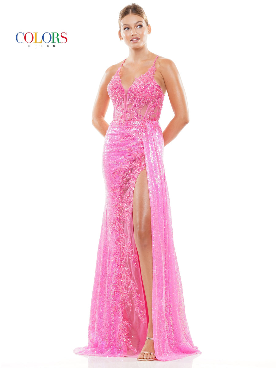 Prom Dresses Long Spaghetti Strap Fitted Prom Dress Hot Pink