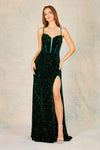 Prom Dresses Long Formal Sequin Slit Prom Dress Emerald