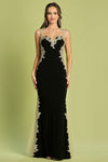 Prom Dresses Long Formal Mermaid Fit Applique Prom Dress Black/Gold