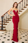 Prom Dresses Long Formal Mermaid Fit Applique Prom Dress Burgundy/Gold