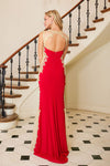 Prom Dresses Long Formal Mermaid Fit Applique Prom Dress Red/Gold