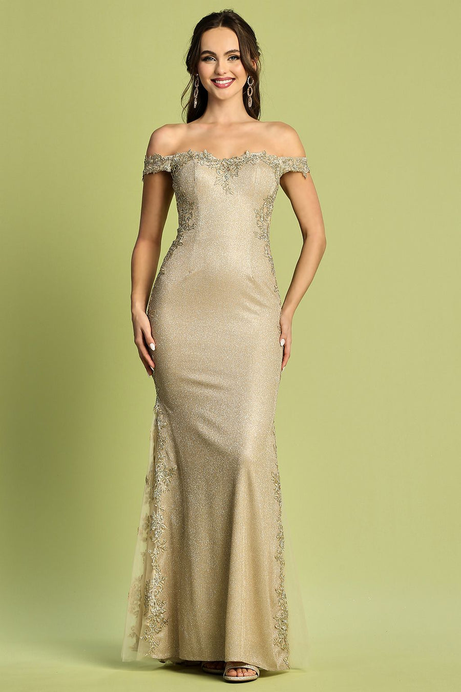 Prom Dresses Prom Long Mermaid Metallic Glitter Formal Dress Champagne