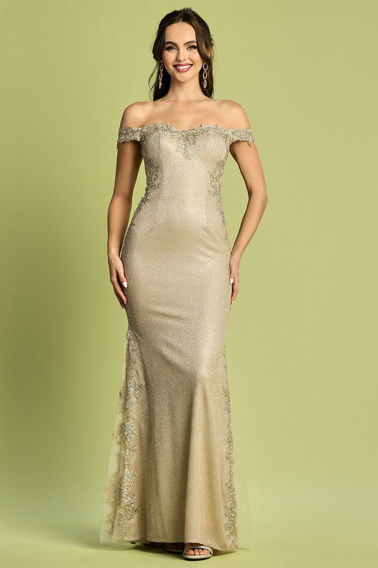 Prom Dresses Prom Long Mermaid Metallic Glitter Formal Dress Champagne