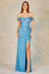 Prom Dresses Prom Long Fitted Formal Corset Sequin Dress Peri Blue