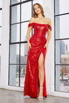 Prom Dresses Prom Long Fitted Formal Corset Sequin Dress Red