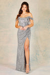 Prom Dresses Prom Long Fitted Formal Corset Sequin Dress Platinum