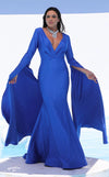 Formal Dresses Long Fitted Formal Evening Cape Dress Royal