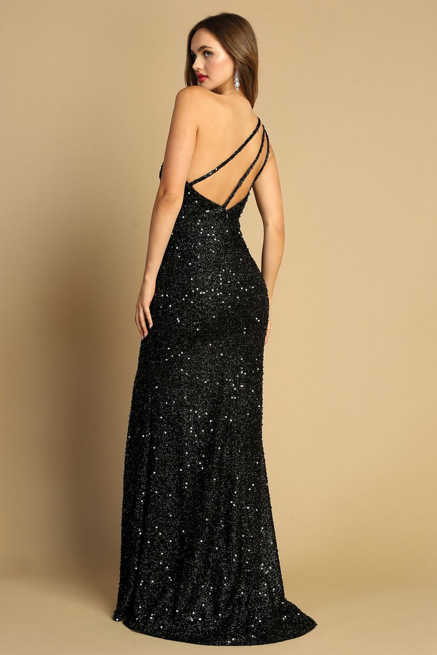 Prom Dresses Prom Fitted Long Formal Slit Sequin Dress Black