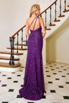 Prom Dresses Prom Fitted Long Formal Slit Sequin Dress Purple