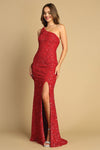 Prom Dresses Prom Fitted Long Formal Slit Sequin Dress Red