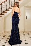 Prom Dresses Long Formal Slit Sequin Prom Dress Navy