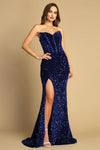 Prom Dresses Long Formal Slit Sequin Prom Dress Royal Blue