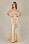 Prom Dresses Mermaid Long Formal Glitter Prin Prom Dress Champagne/Gold
