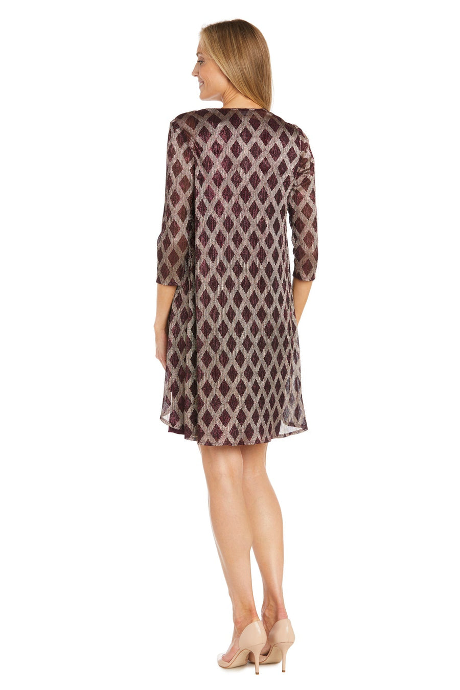 Mother of the Bride Dresses Short Mother of the Bride Petite Metallc Jacket Dress Merlot/Gold