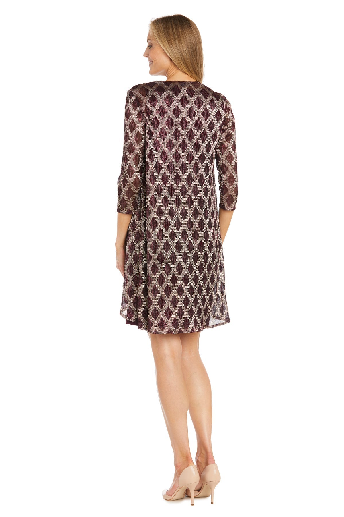 Mother of the Bride Dresses Short Mother of the Bride Petite Metallc Jacket Dress Merlot/Gold