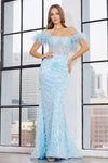 Prom Dresses Sequin Long Formal Mermaid Prom Dress Light Blue
