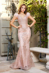 Prom Dresses Prom Long Glitter Applique Formal Dress Rose Gold