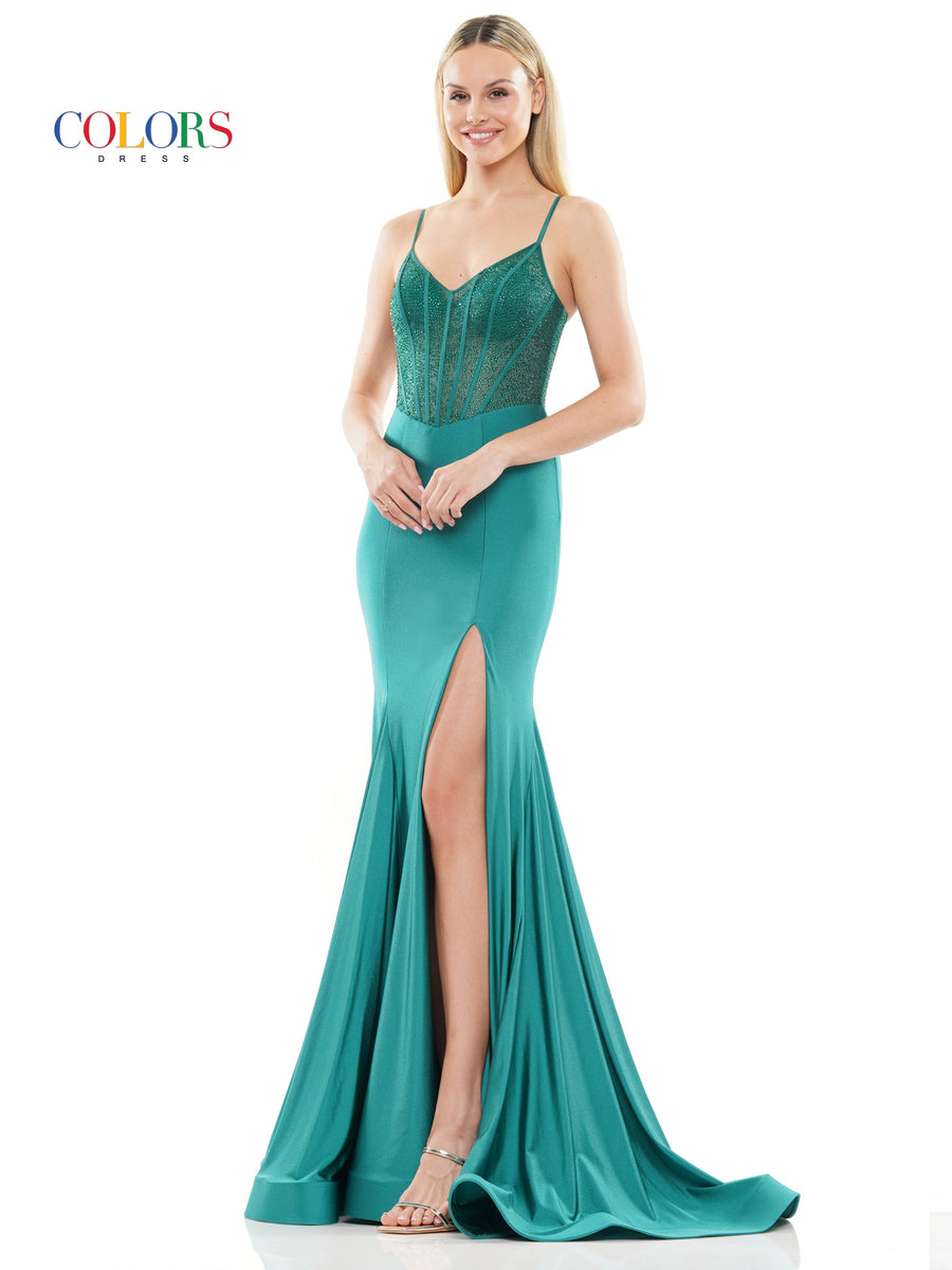 Prom Dresses Long Spaghetti Strap Beaded Prom Dress Emerald