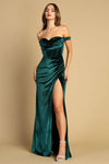 Prom Dresses Long Fitted Formal Corset Velvet Prom Dress Emerald