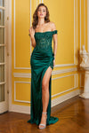 Prom Dresses Long Formal 3D Floral Applique Prom Dress Emerald