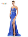 Prom Dresses Long Strapless Metallic Prom Dress Royal