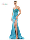 Prom Dresses Long Strapless Metallic Prom Dress Teal