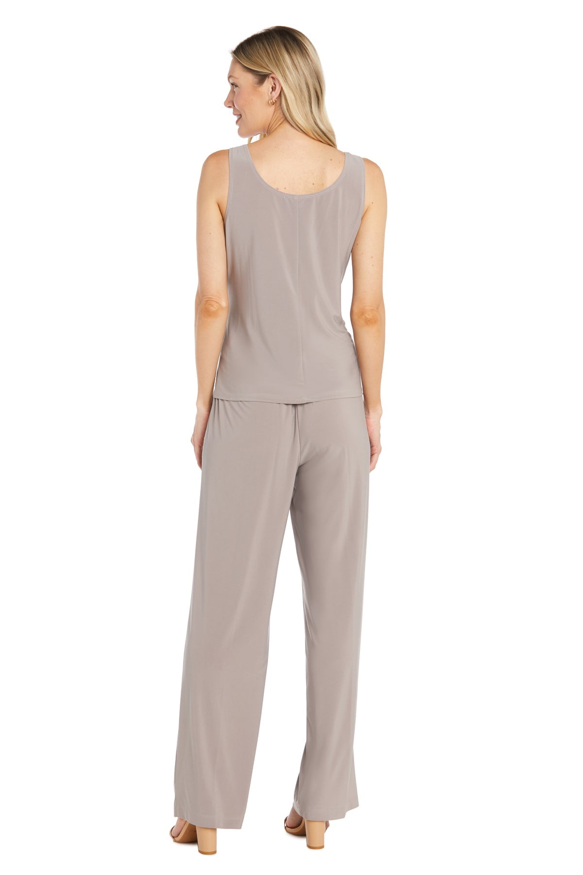 Pant Suit Long Beaded Formal Pantsuit Mocha