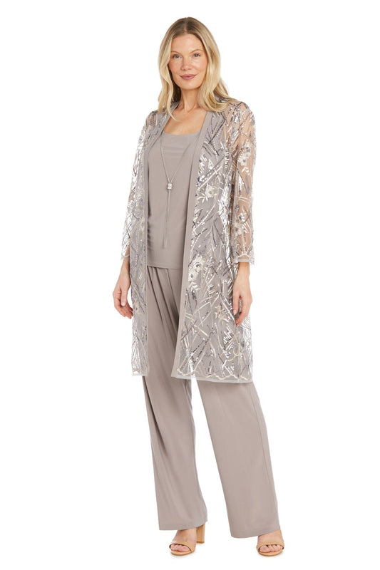 Pant Suit Long Beaded Formal Pantsuit Mocha