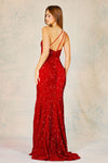 Prom Dresses Long Evening Formal Sequin Fitted Slit Prom Dress Red