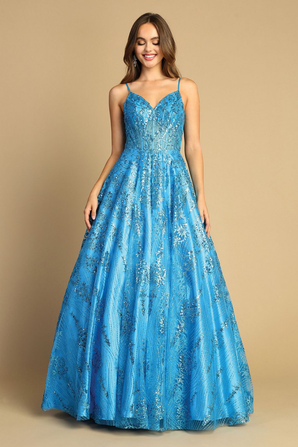 Prom Dresses A Line Long Glitter Prom Formal Dress Turquoise
