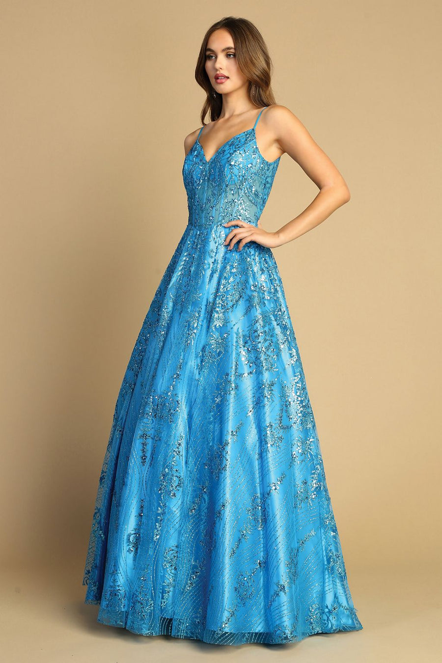 Prom Dresses A Line Long Glitter Prom Formal Dress Turquoise