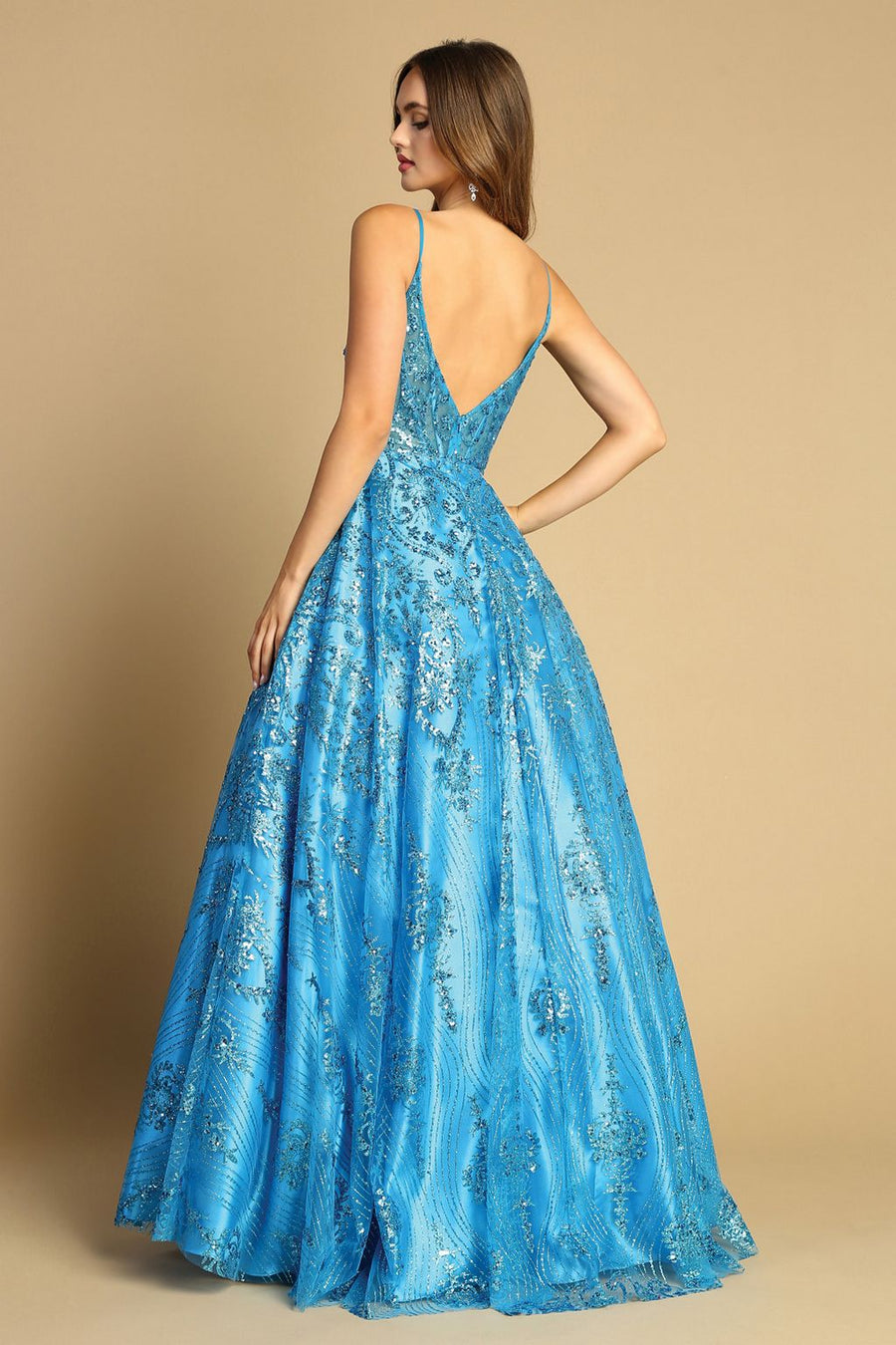 Prom Dresses A Line Long Glitter Prom Formal Dress Turquoise